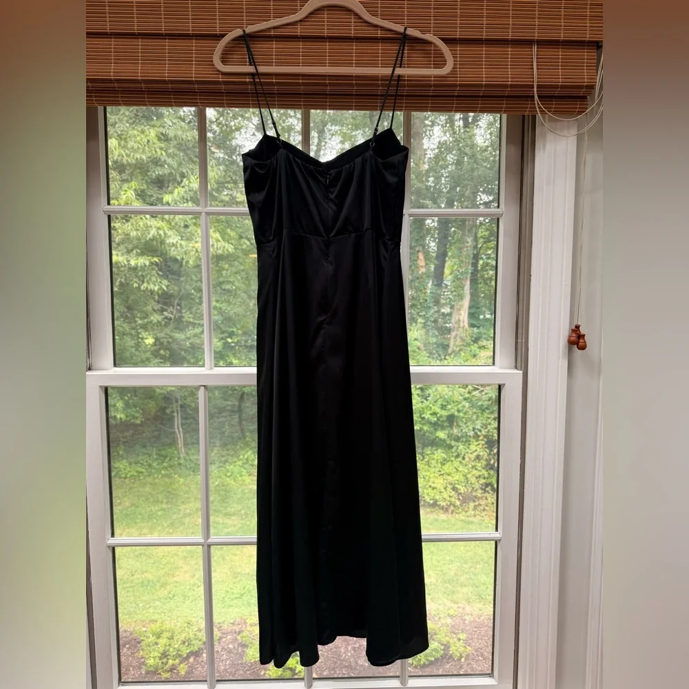 Astr The Label Bustier Satin Black Midi Dress - Picture 9 of 9